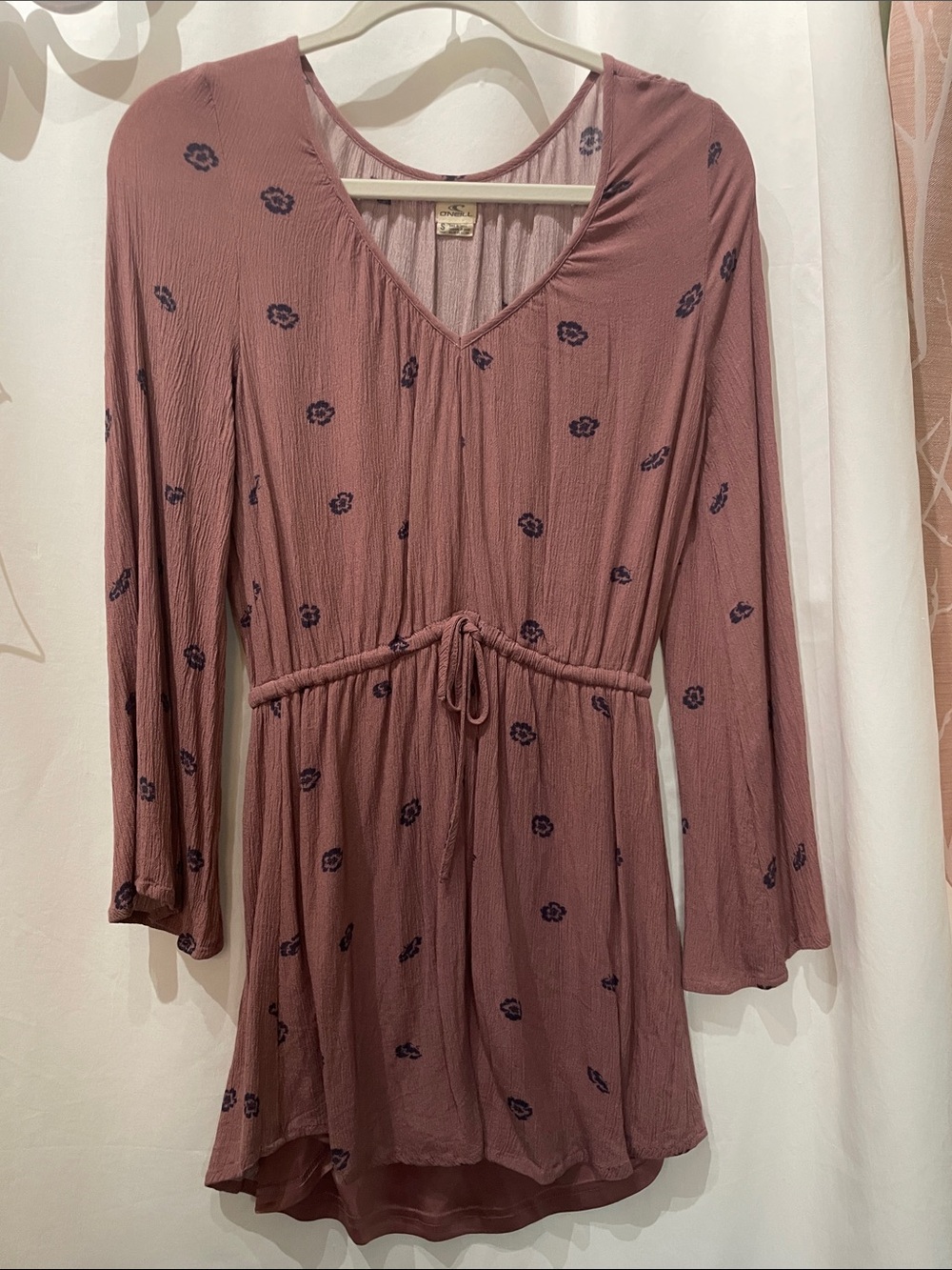 O'Neill Mauve Long Sleeve Drawstring Floral Dress